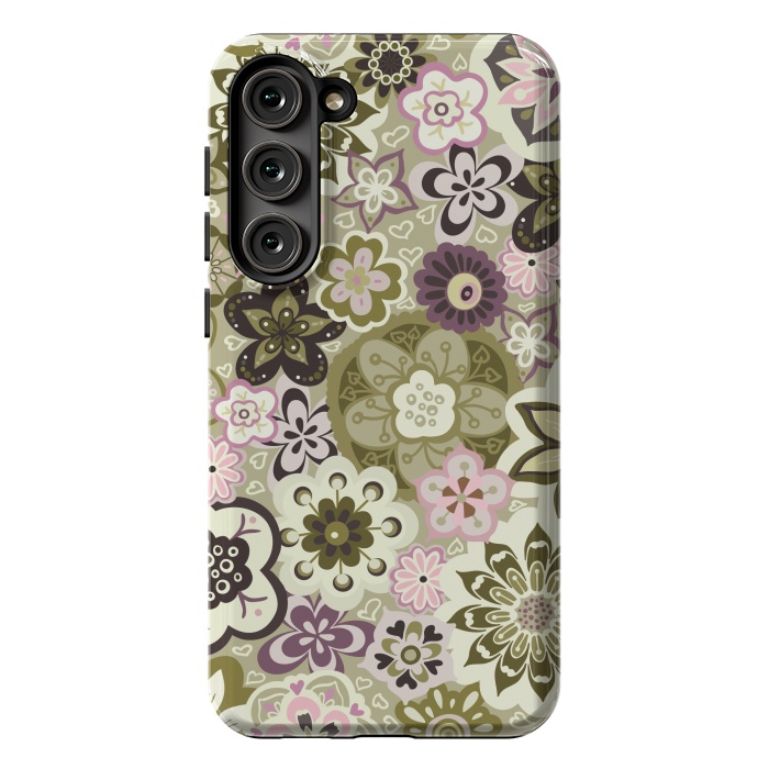 Galaxy S23 Plus StrongFit Bouquet of Blooms-Green and Pink by Paula Ohreen