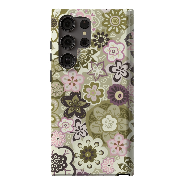 Galaxy S23 Ultra StrongFit Bouquet of Blooms-Green and Pink by Paula Ohreen