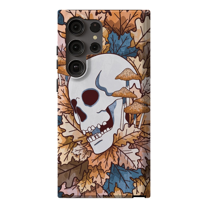 Galaxy S23 Ultra StrongFit The autumnal skull and mushrooms by Steve Wade (Swade)