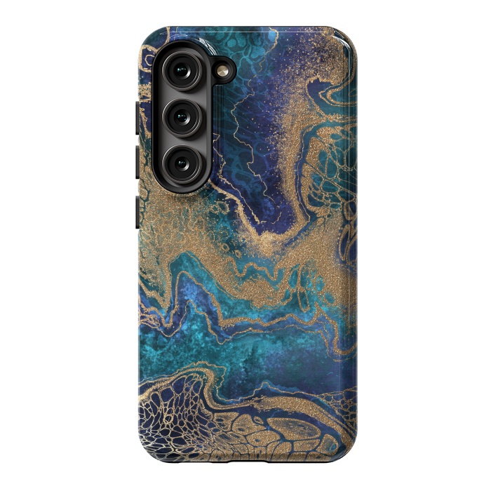 Galaxy S23 StrongFit Abstract Background Blue Gold Marble by ArtsCase