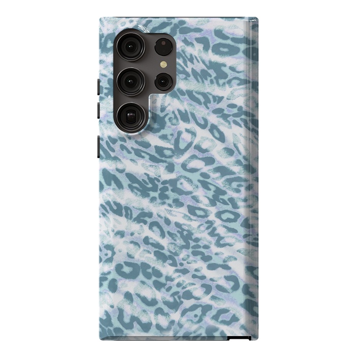 Galaxy S23 Ultra StrongFit Baby blue brushed leopard print and tiger stripes by Oana 
