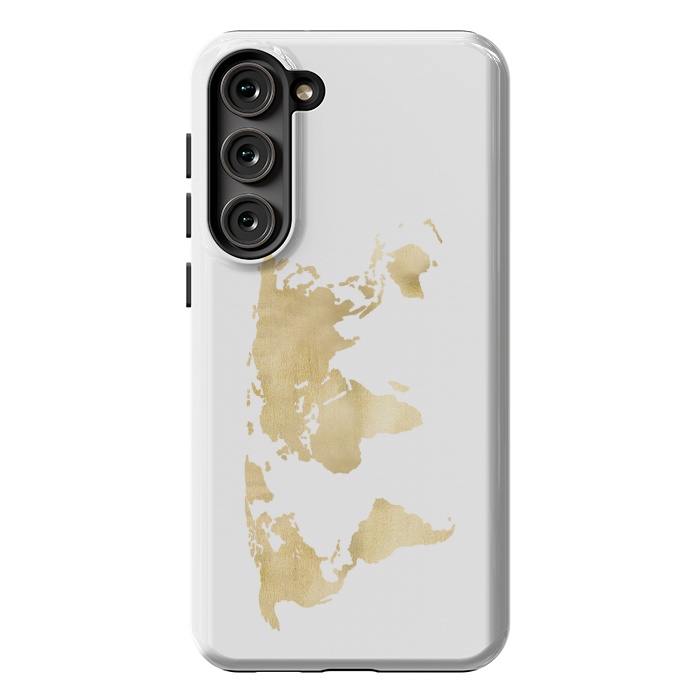 Galaxy S23 Plus StrongFit Gold World Map by Tangerine-Tane