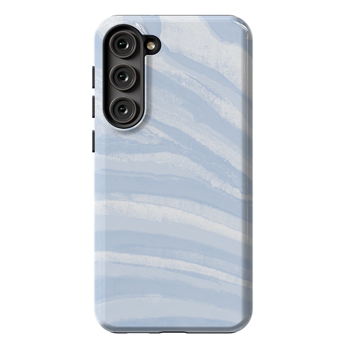 Galaxy S23 Plus StrongFit Baby blue pastel marble stripes by Oana 