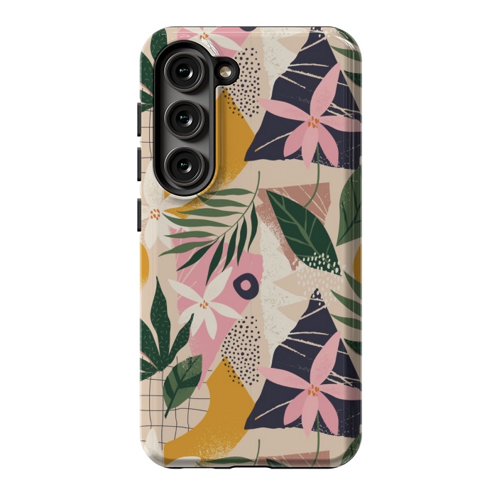 Galaxy S23 StrongFit tropical love leaves 2 by MALLIKA