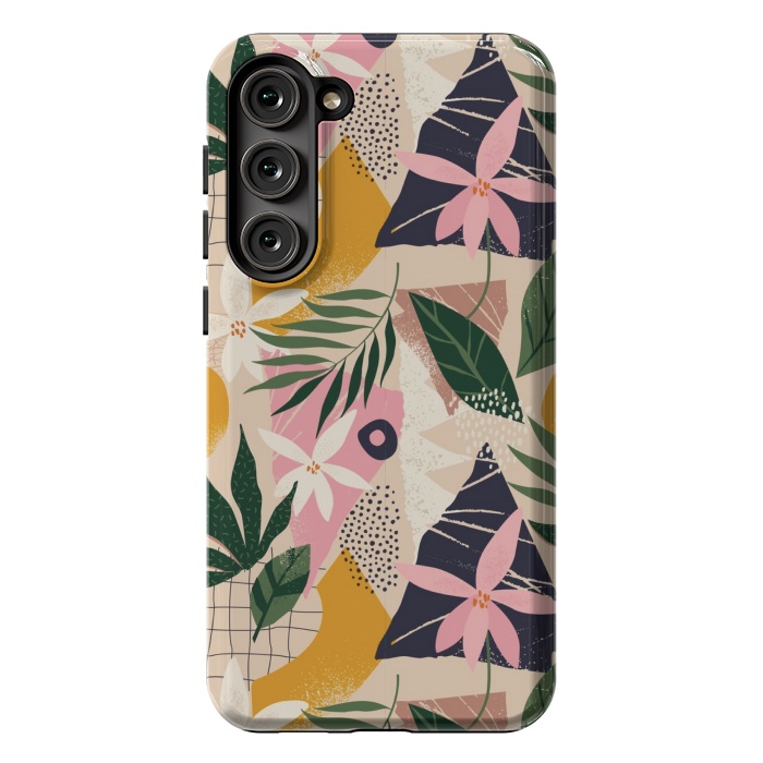 Galaxy S23 Plus StrongFit tropical love leaves 2 by MALLIKA