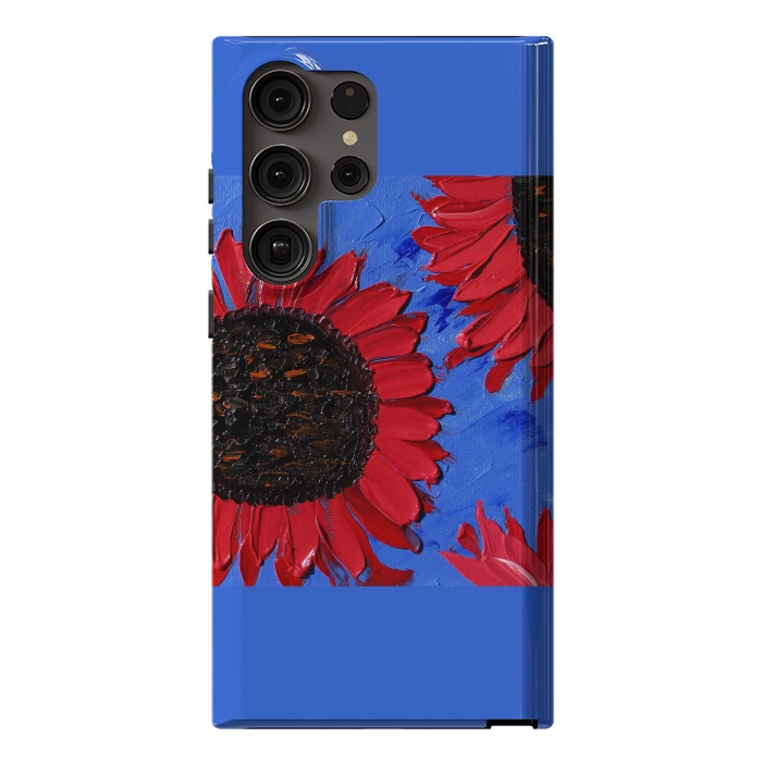 Galaxy S23 Ultra StrongFit Red sunflowers art by ArtKingdom7