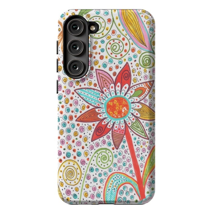 Galaxy S23 Plus StrongFit Floral mandala dot art by ArtKingdom7