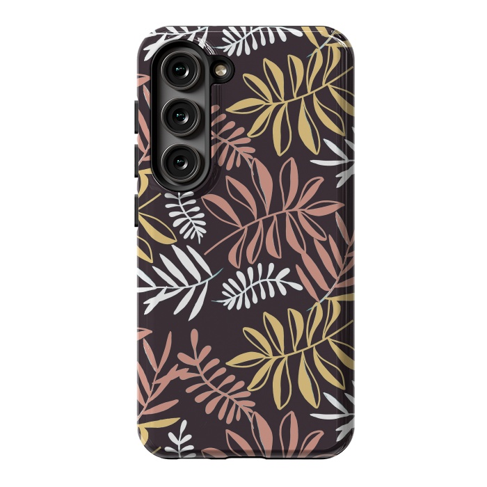 Galaxy S23 StrongFit Neutral modern tropical leaves by Oana 