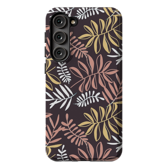 Galaxy S23 Plus StrongFit Neutral modern tropical leaves by Oana 
