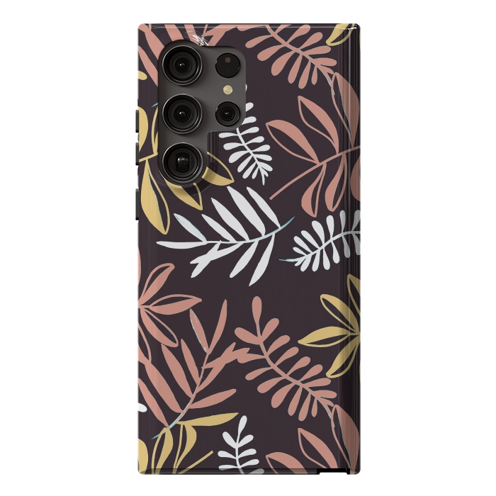 Galaxy S23 Ultra StrongFit Neutral modern tropical leaves by Oana 