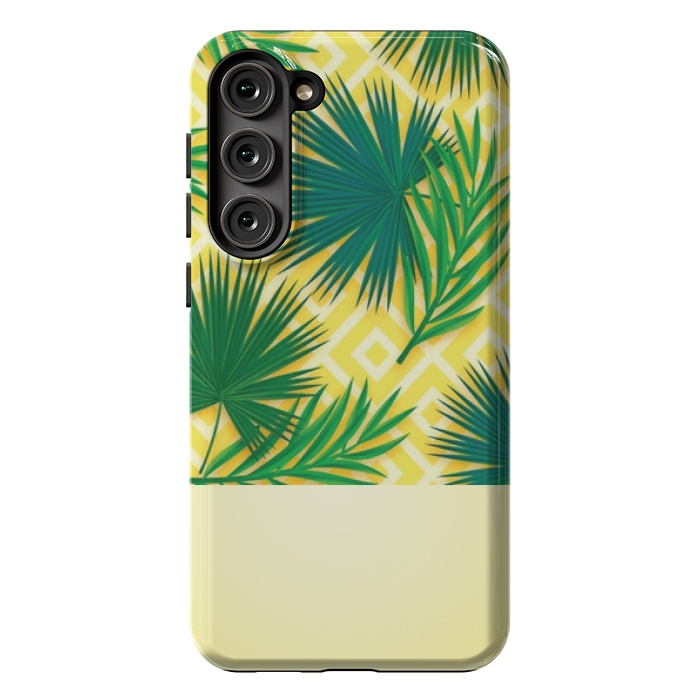Galaxy S23 Plus StrongFit GREEN YELLOW TROPICAL LOVE by MALLIKA