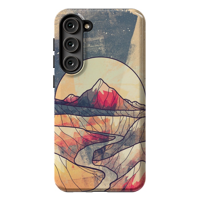 Galaxy S23 Plus StrongFit Retro river mountains by Steve Wade (Swade)