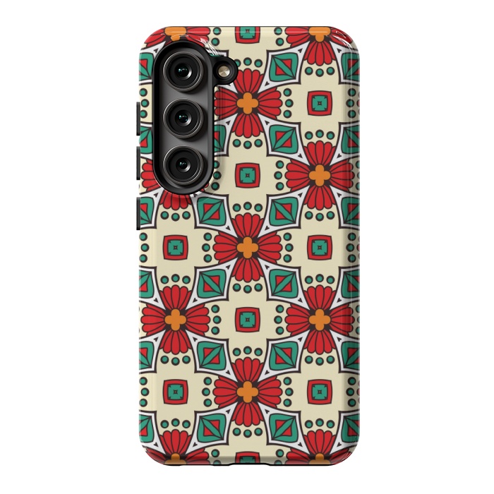 Galaxy S23 StrongFit red floral print by MALLIKA
