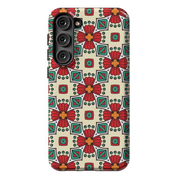Galaxy S23 Plus StrongFit red floral print by MALLIKA