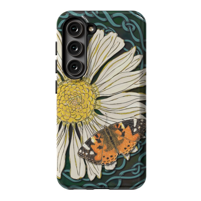 Galaxy S23 StrongFit Daisy and Butterfly by Lotti Brown