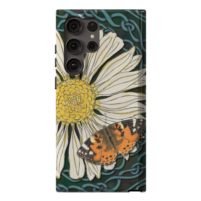 Galaxy S23 Ultra StrongFit Daisy and Butterfly by Lotti Brown