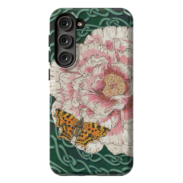 Galaxy S23 Plus StrongFit Peony and Butterfly by Lotti Brown