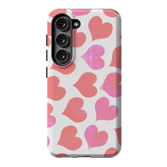 Galaxy S23 StrongFit Bold Red-Pink hearts by Oana 