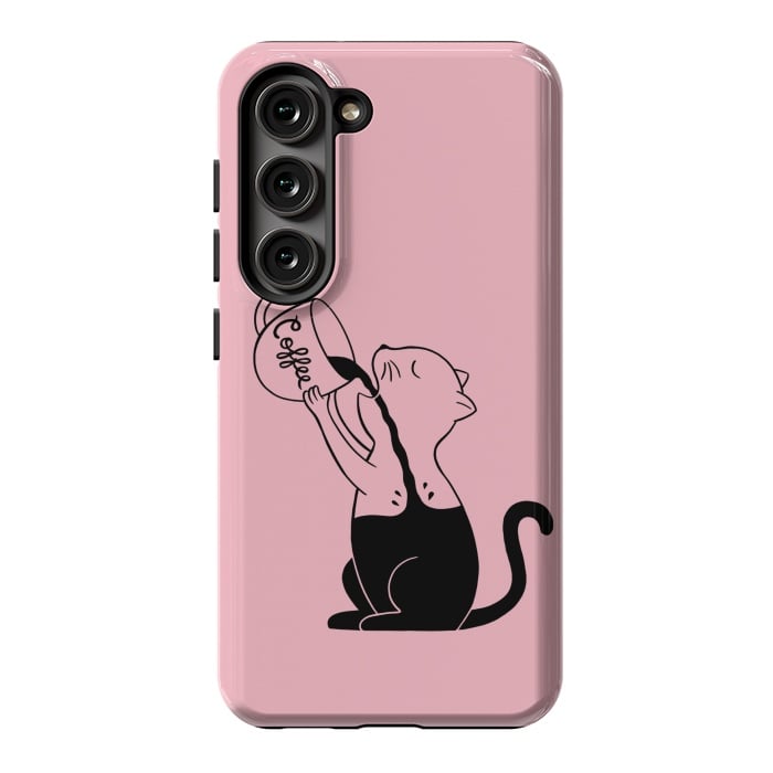 Galaxy S23 StrongFit Cat full coffee Pink by Coffee Man