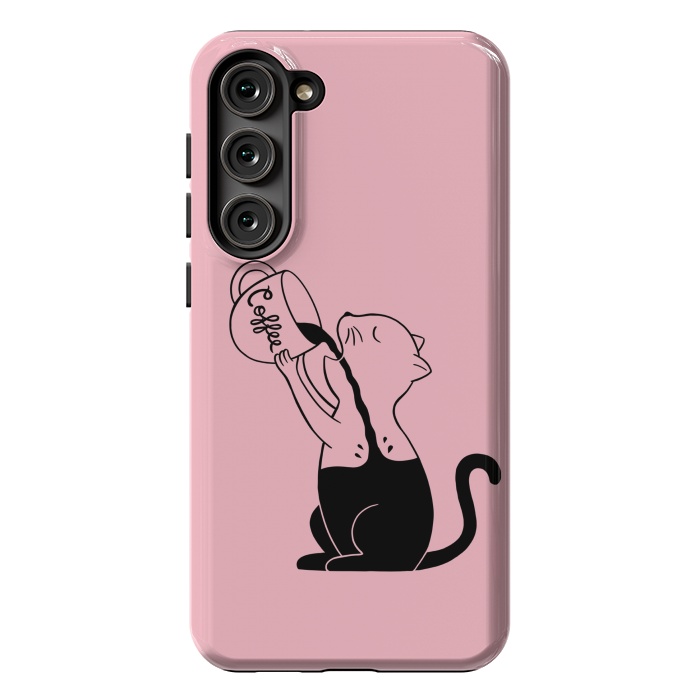 Galaxy S23 Plus StrongFit Cat full coffee Pink by Coffee Man