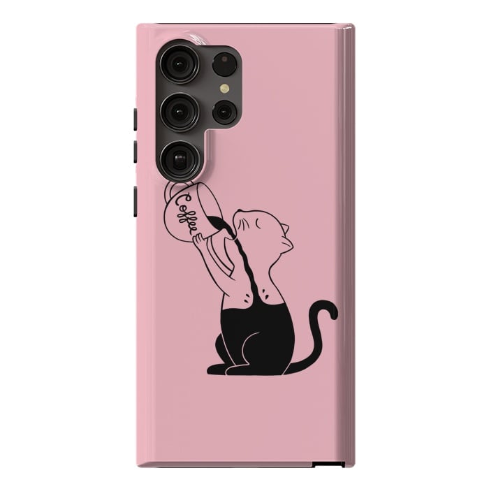 Galaxy S23 Ultra StrongFit Cat full coffee Pink by Coffee Man