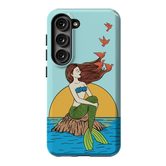 Galaxy S23 StrongFit Mermaid and birds by Coffee Man