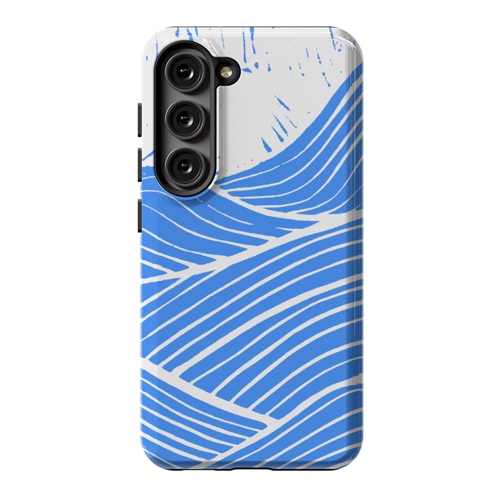 Galaxy S23 StrongFit The blue and white waves by Steve Wade (Swade)