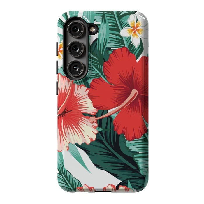 Galaxy S23 StrongFit Exotic Green Tropical Palm fern Leaves by ArtsCase
