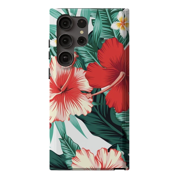 Galaxy S23 Ultra StrongFit Exotic Green Tropical Palm fern Leaves by ArtsCase