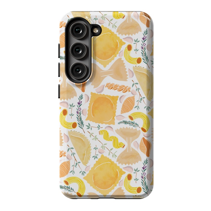 Galaxy S23 StrongFit Pasta Pattern on White by Tangerine-Tane