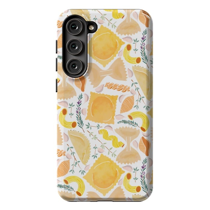 Galaxy S23 Plus StrongFit Pasta Pattern on White by Tangerine-Tane