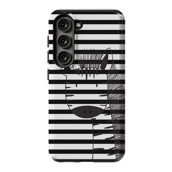 Galaxy S23 StrongFit minimal black white cute zebra by haroulita