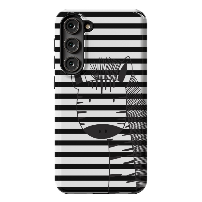 Galaxy S23 Plus StrongFit minimal black white cute zebra by haroulita