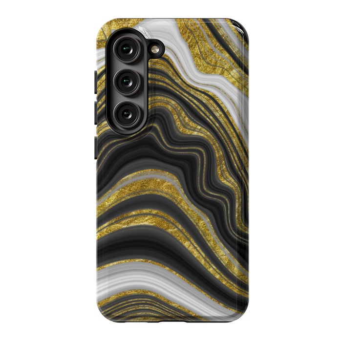 Galaxy S23 StrongFit elegant marble golden waves by haroulita