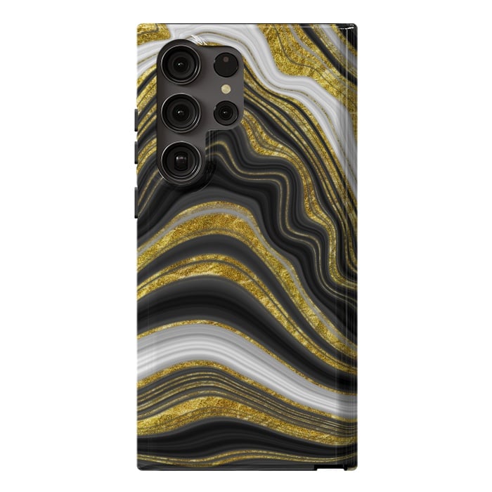 Galaxy S23 Ultra StrongFit elegant marble golden waves by haroulita