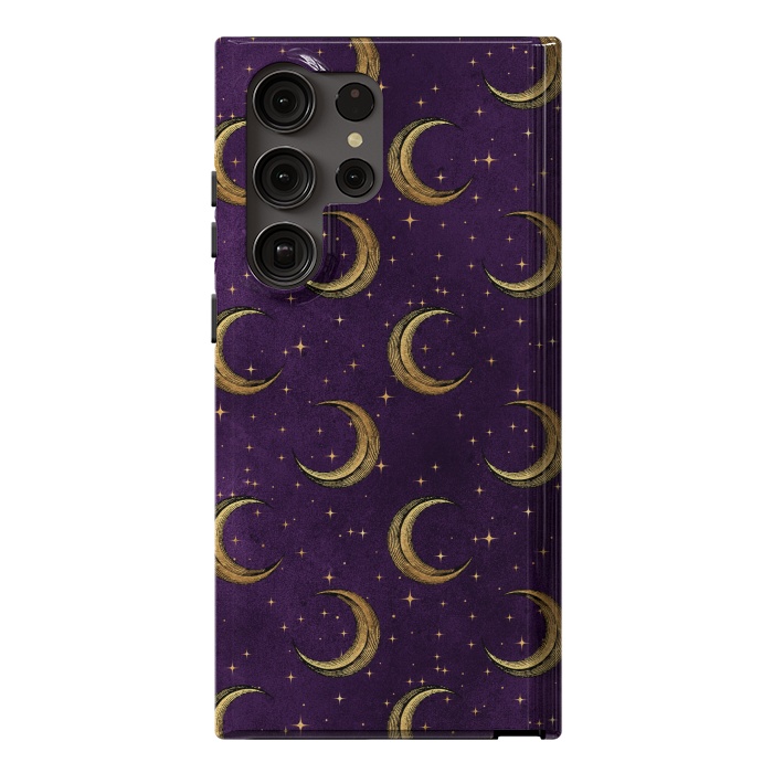 Galaxy S23 Ultra StrongFit gold moon in night sky by haroulita