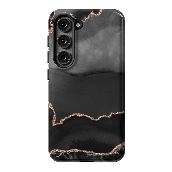 Galaxy S23 StrongFit black rosegold agate by haroulita