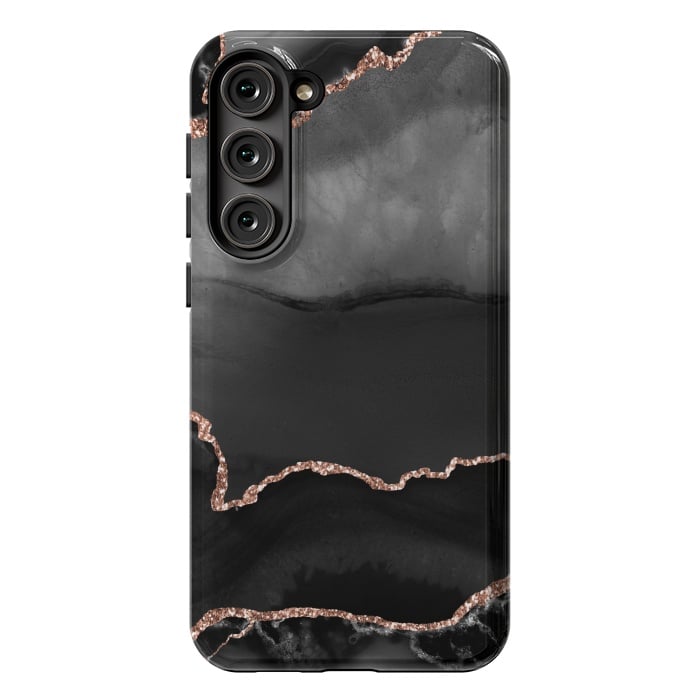 Galaxy S23 Plus StrongFit black rosegold agate by haroulita