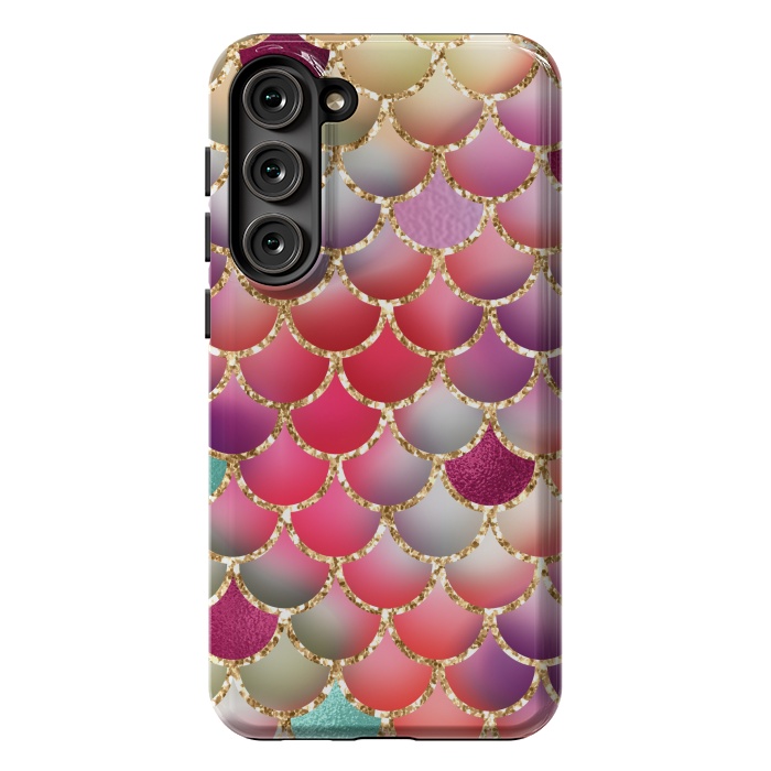 Galaxy S23 Plus StrongFit colorful mermaid glitter scales by haroulita