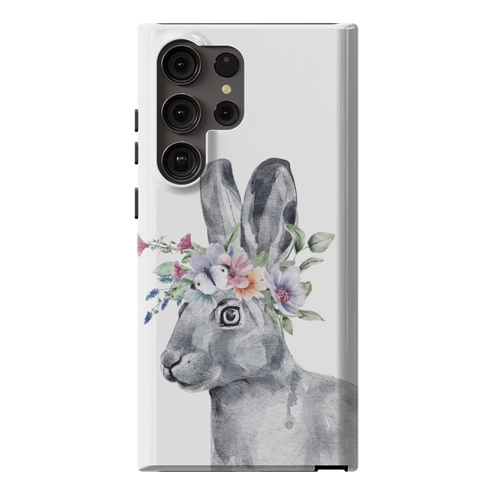 Galaxy S23 Ultra StrongFit cute watercolor rabbit with flowers by haroulita