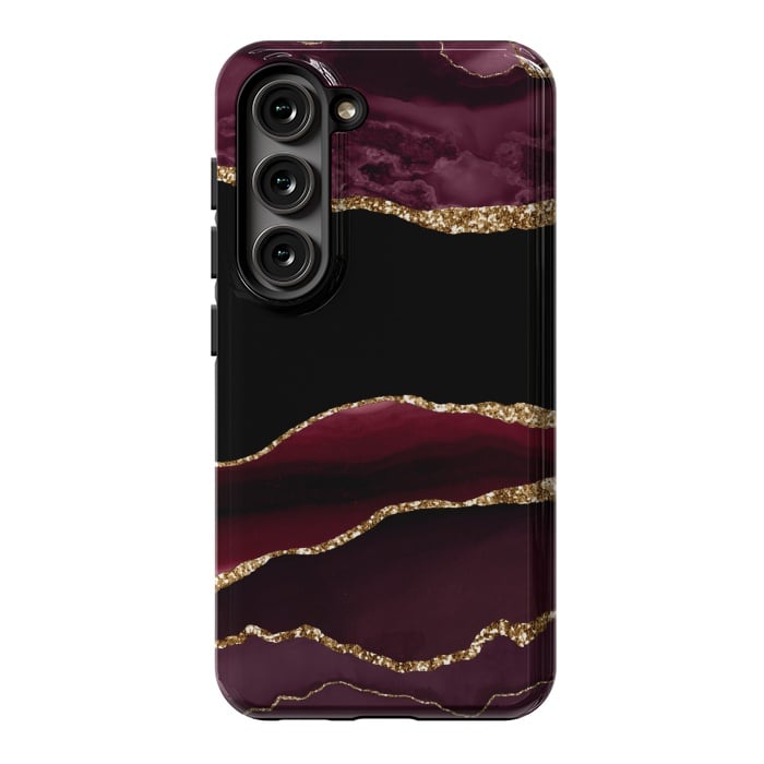 Galaxy S23 StrongFit burgundy agate marble by haroulita