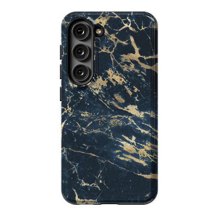 Galaxy S23 StrongFit dark blue gold marble by haroulita