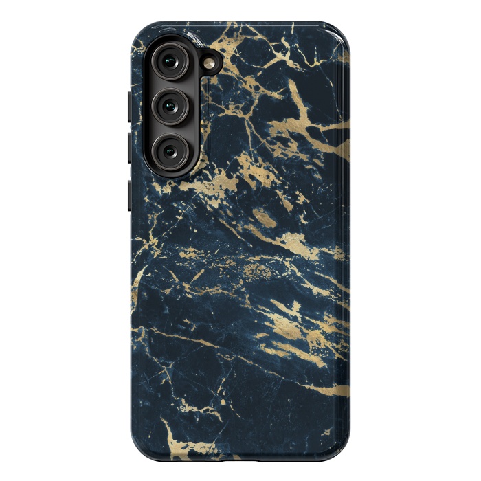 Galaxy S23 Plus StrongFit dark blue gold marble by haroulita