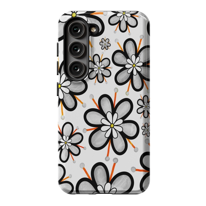 Galaxy S23 StrongFit gray flowers  by haroulita