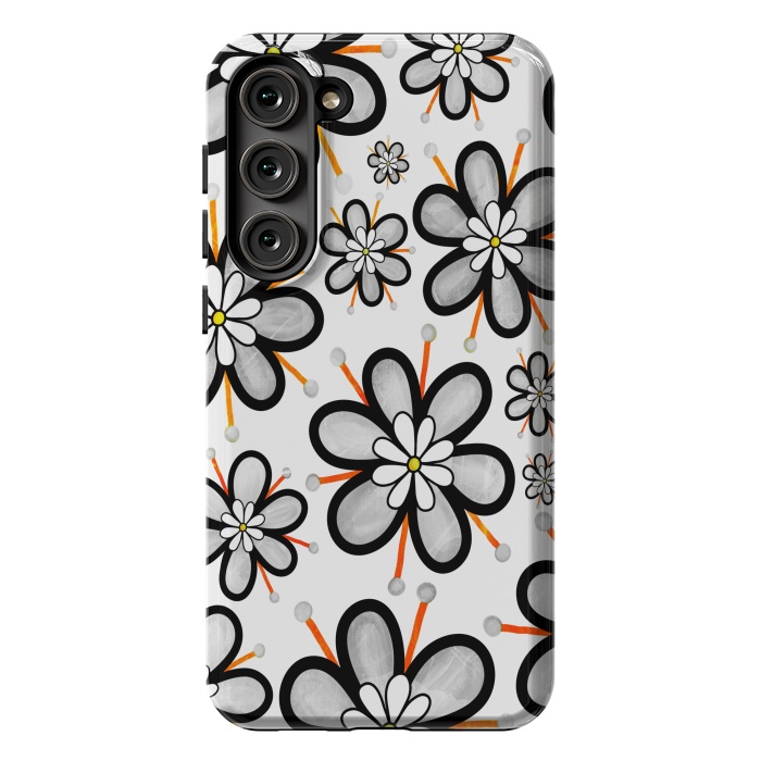 Galaxy S23 Plus StrongFit gray flowers  by haroulita