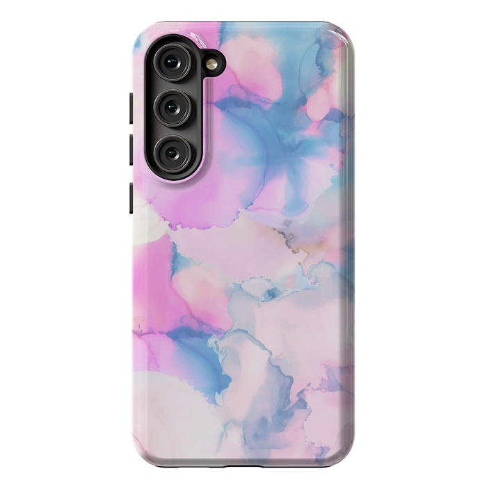 Galaxy S23 Plus StrongFit Pink blue watercolor abstract painting by Oana 