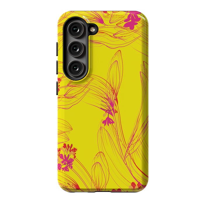 Galaxy S23 StrongFit abstract pink yellow florals by MALLIKA