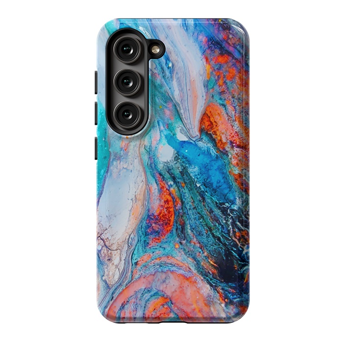 Galaxy S23 StrongFit Marble Effect Color Pouring Acrylic Abstract Painting by BluedarkArt