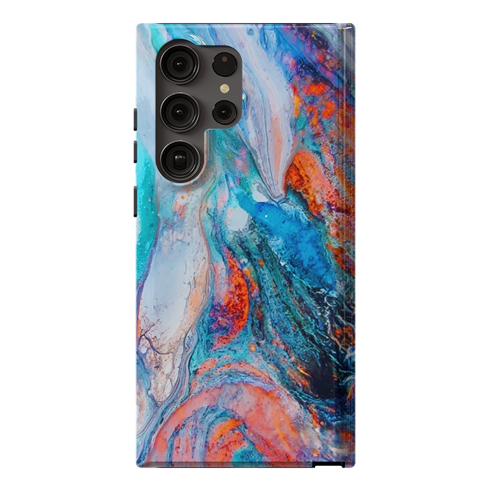 Galaxy S23 Ultra StrongFit Marble Effect Color Pouring Acrylic Abstract Painting by BluedarkArt