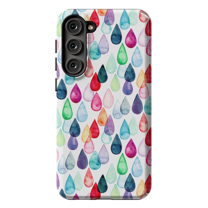 Galaxy S23 Plus StrongFit Watercolour Rainbow Drops by Tangerine-Tane